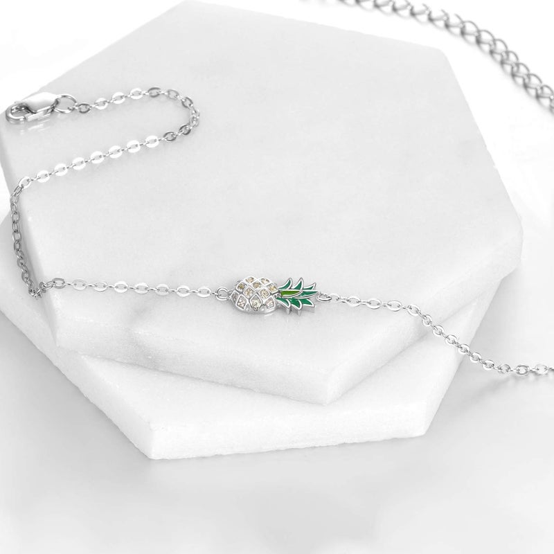 LUHE Pineapple Anklets Gifts for Women Sterling Silver Adjustable Pineapples Chain Link Ankle Bracelets Beach Anklet Jewelry for Women Teens - Image 5